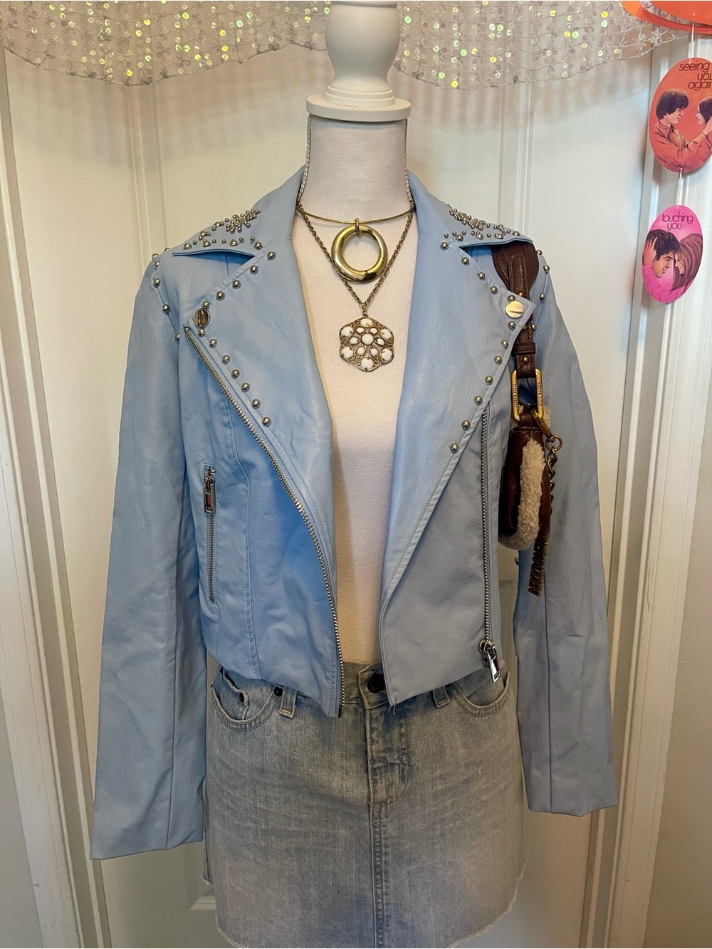 Forever 21 : Light Blue Studded Jacket!!